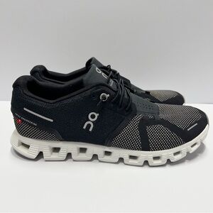 On Cloud 5 Combo Running Shoes Black Silver White Women’s 9 Athletic Shoe CLEAN